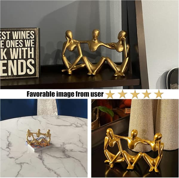 Bedste venner statue guld boligindretning, moderne skulptur til kaffe