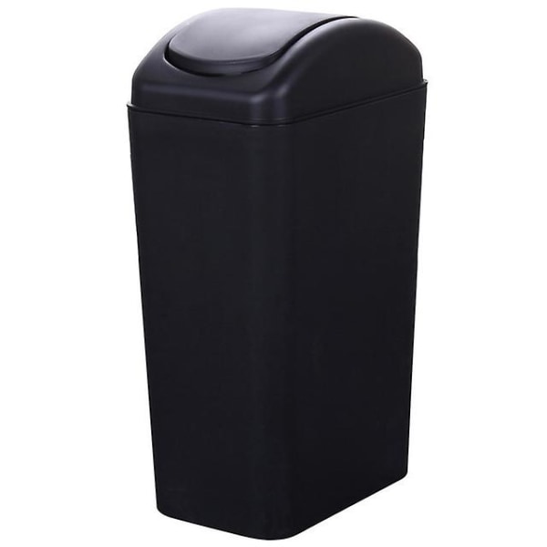 Small Lidded Trash Can, 12 Liter/3 Gallon Small Black Plastic Trash Can Garbage Bin with Lid for Office, Bedroom, Bathroom