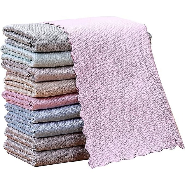 10 Pack Cleaning Cloths, Microfiber Cleaning Cloths, Kitchen Household Cleaning Cloth, Washable Microfiber Wipes, Multi-Purpose Microfiber Cloths 30 x