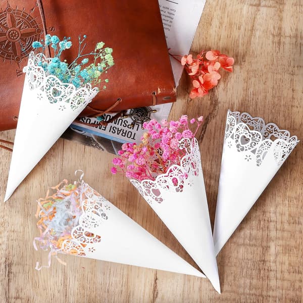 100 stk Hvite Hule Blomster til Bryllupsfeiring Papir