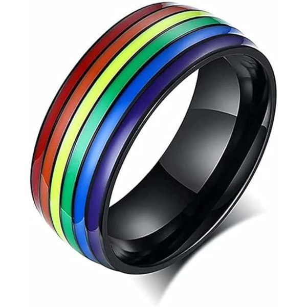 Pride Regnbue Fidget Ringe - Kærlighed er Kærlighed Bryllupsring til Mænd, 8mm Bryllupsring med Regnbue Mønster Sort/Sølv/Guld