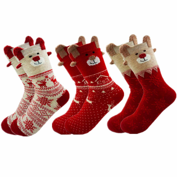 3 pairs of Christmas stockings for ladies warm in winter