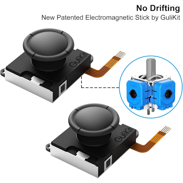 Guli Switch Joystick-erstatningssett, uten drift, Hall-effekt Joystick for Switch Joycon, OLED Switch Joycon og