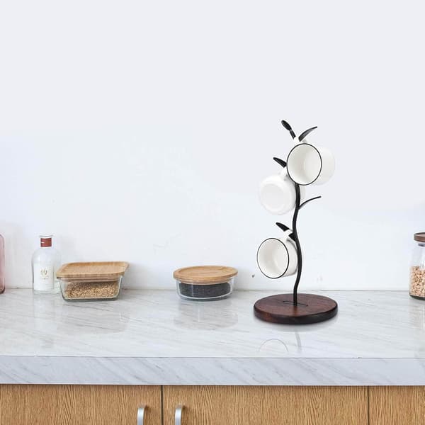 Kaffetre-koppholder for benkeplate, kaffekopper og