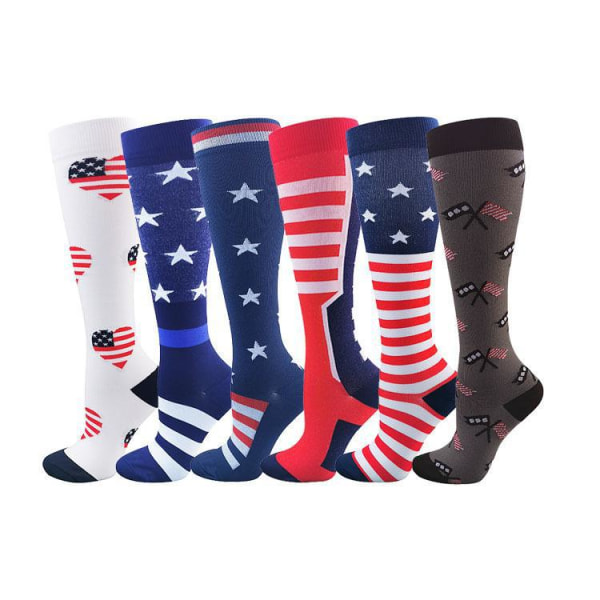 6 pairs of outdoor sports compression socks men and women