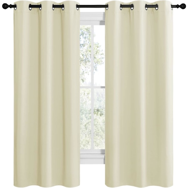Kjøkken Gardiner for Dekorasjon, Termisk Isolerte Øyeblikksgardiner/Paneler for Vaskerom (Beige, 2 Pakker)