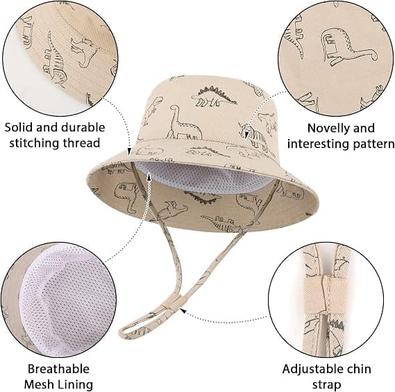 48cm Solhatt for barn, jenter og gutter, unisex, sammenleggbar, anti-UV