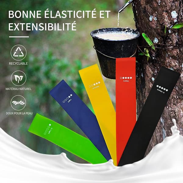 5 stycken elastiska band Fitness Elastiskt Vikt Bag Pilates Yoga