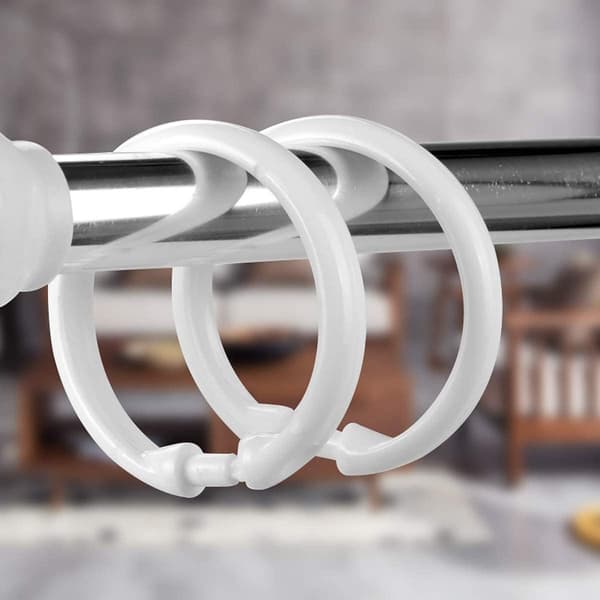 12-pack Duschdraperiringar Plastgardin O-Ring Krokar Hängare
