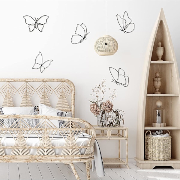 6 stk. Metal Butterfly Wall Hanging Décor, Dekorationer Decals A