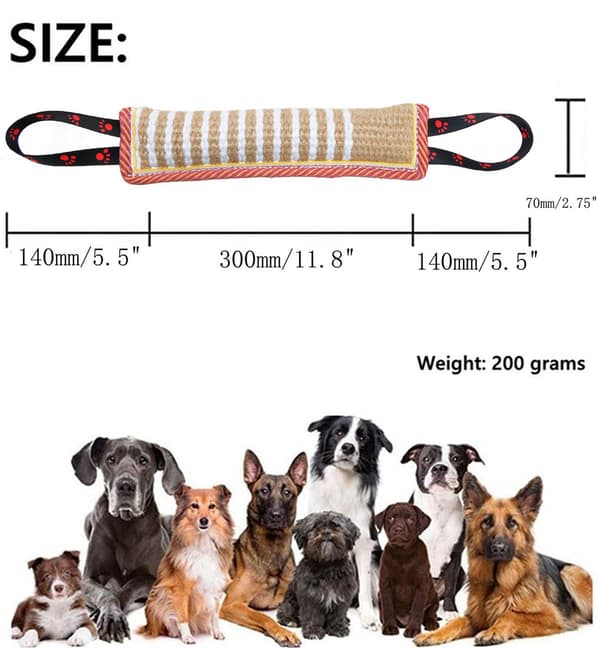 Hundetrækningstøj, robust jutebiddepude