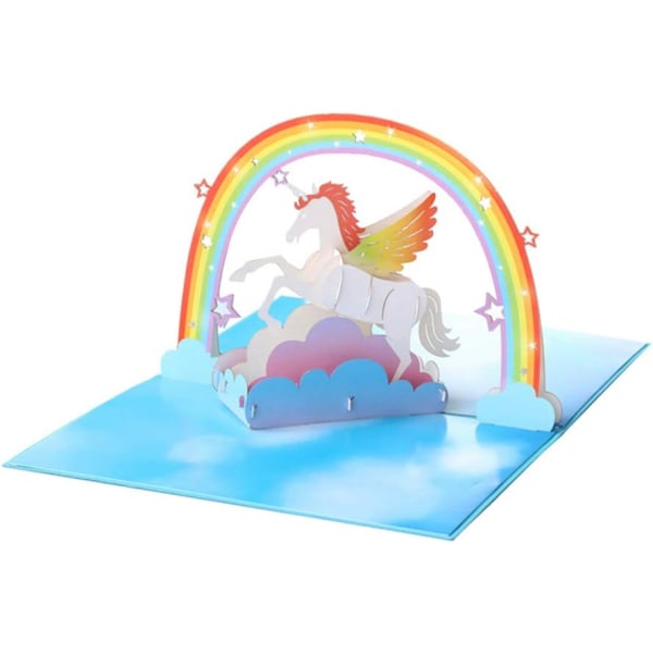 1 stk Regnbue Unicorn Gratulasjonskort 3D Stereoskopisk Velsignelse