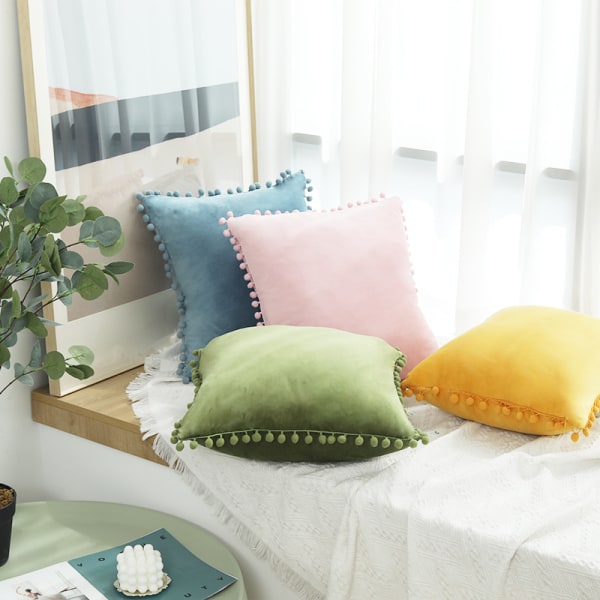 Set of 2 pillows Haze Blue 45x45 cm with solid color puffy