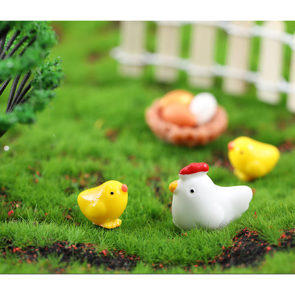 Mini Dyrefigur, Kyllinger, Egg, Kyllinghus, 10 Stykker Hage
