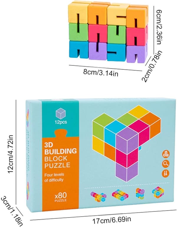 1 stycke Babykuber - Stereoskopiska 3D Träblock, 3D