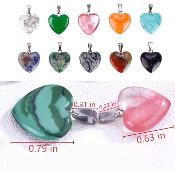 20 st Chakra Hjärta Sten Berlock Pärlor DIY Kristall Charm 2