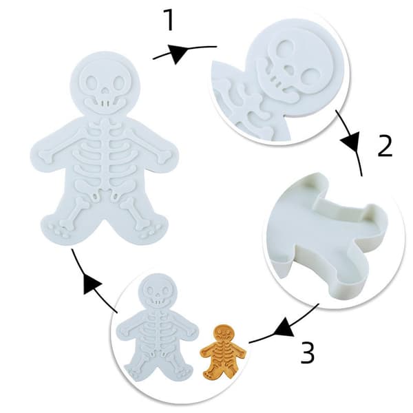 1 stk. Skelet Gingerbread Man Cookie Form Plast Stemplet