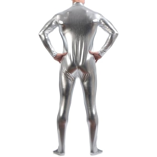 Unisex Metallic Bodysuit Zentai utan huva Vuxen Blank En Piec