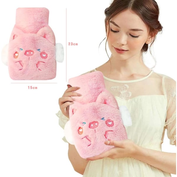 Plush Varmvattenflaska, Cartoon Fluffig Varmvattenflaska, Varm