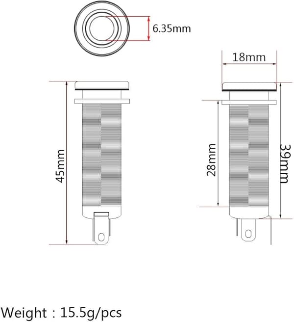 Elektrisk guitarbas 6,35 mm jack-udgang - krom
