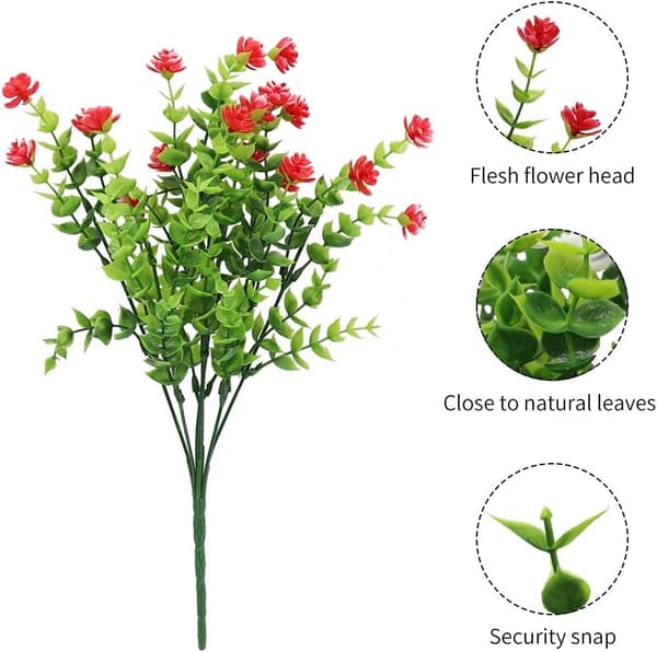 4 Pack (Roseröd) Konstgjorda Blommor, Eucalyptus Plast Lotus