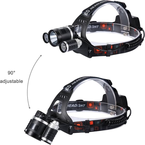 Sølv-Hodelykt Hodelampe LED Strøm USB Oppladbar 3000Lm