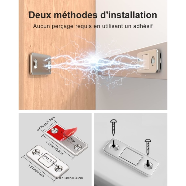 Magneettiset kaapin ovien lukot 2 kpl, erittäin ohut metalli