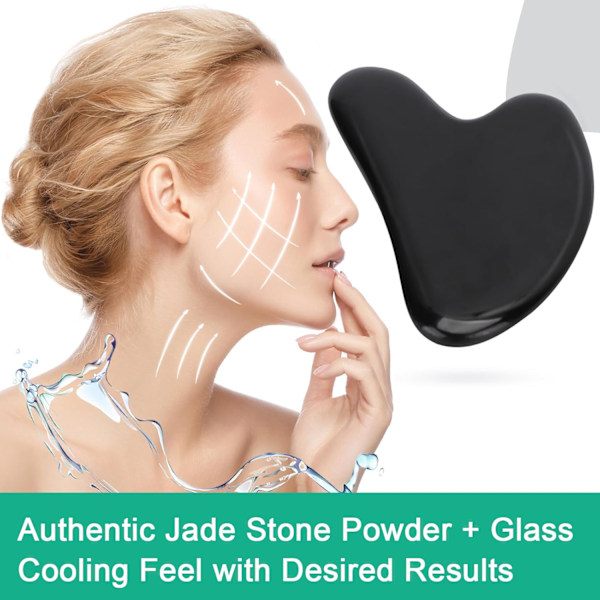 Jade Gua Sha Massageapparat, Jade Sten Gua Sha för Hudlyft, Massagebräda