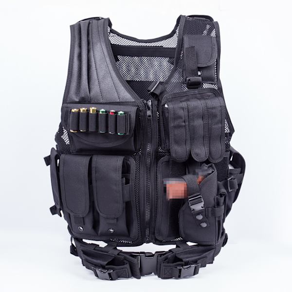 Militær Mesh Taktisk Vest, Kamuflasjevest med Belte for Airsoft