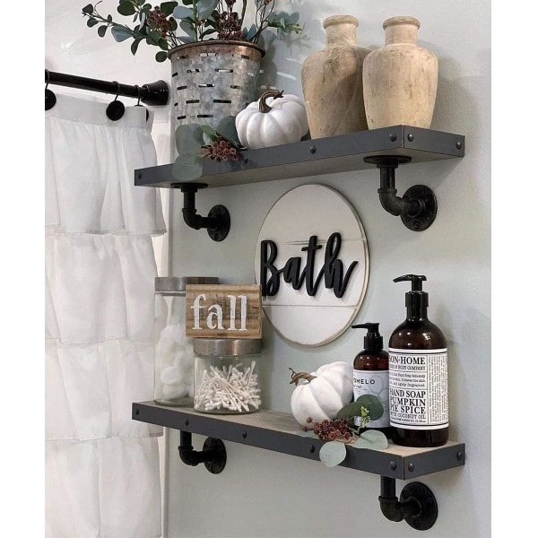 2 stk. sorte jern trekantede væg hylder vintage monogram