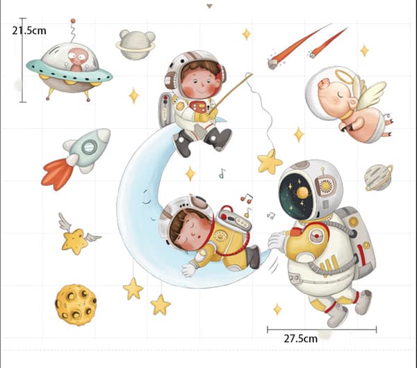 Barnens Astronaut Väggdekaler Raket Astronaut Väggdekaler Sovrum
