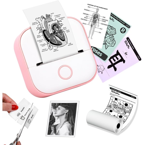 Mini-lämpötulostin - Taskukokoinen langaton Bluetooth-kannettava mobiilikuittikirjoitin, yhteensopiva iOS:n ja Androidin kanssa