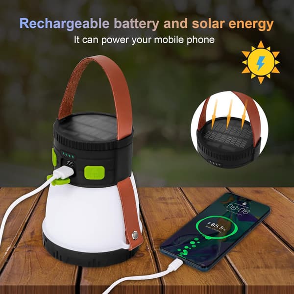 Solcelled campinglys 7200mAH oppladbart LED-lys 1500 lumen 8