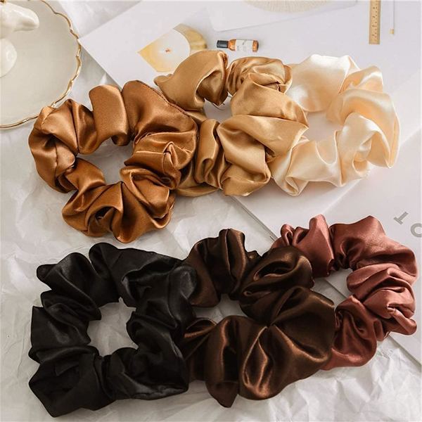 6 st Hårsnoddar, Satin Hårsnoddar Scrunchie Hårsnoddar Rep Scrunc