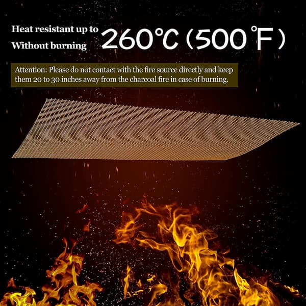 Sæt med 5 Grillmadningsmåtter Rektangulær Grill Plancha Måtte