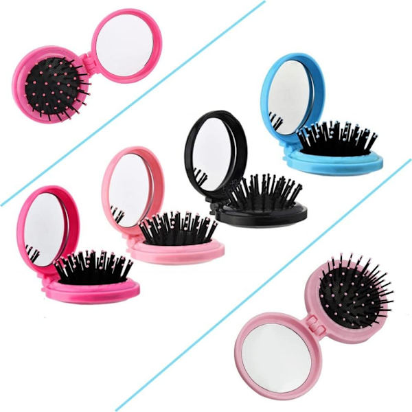 4 stycken (rosa + rosaröd + ljusblå + svart) Vikbar Resespegel Hår