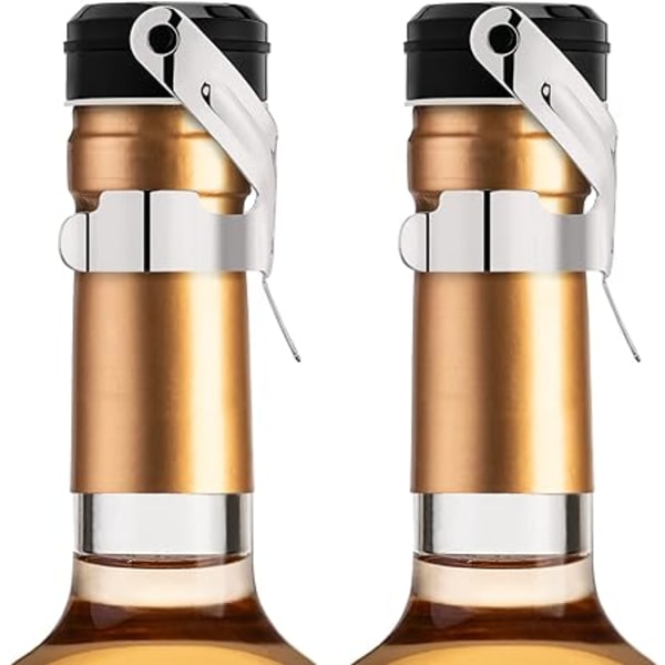 (2 stycken) Rostfritt stål Champagneproppar med läckagesäker