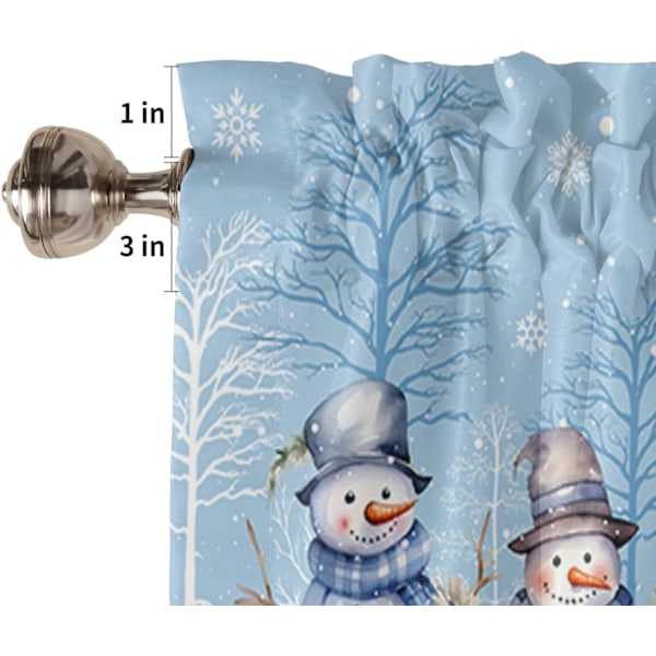 (Blå, 137 cm x 46 cm) Vinter Julgardinkappa för Fönster/Vardagsrum/Kök/Badrum/Bondgård, Jul Sn