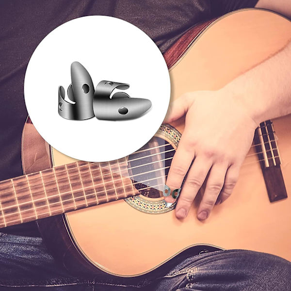 12 ställbara fingerplektrum gitarrplektrum set inklusive 8 st silver rostfritt stål tumfinger och 4 st plast tumplektrum för gitarr