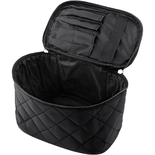 1 sort stor makeuptaske, bærbar, vandtæt, klassisk