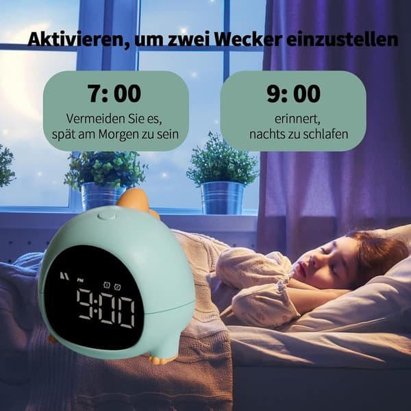 Dinosaurieväckarklocka, Barnflickor Pojkar Väckarklocka med Timer, 5