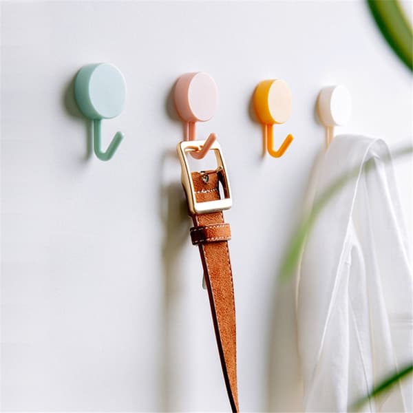 10 stycken blå + gula plastspiklösa krokar