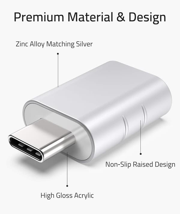 USB-C til USB-adapter (2-pakning), USB-C hann til USB 3.0 hunnadapter Kompatibel med iPhone 15 Pro Max MacBook Pro Air
