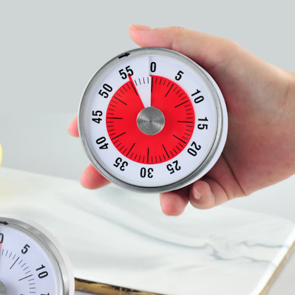 1 hvid visuel timer. Kan indstilles op til 60 minutter rustfrit