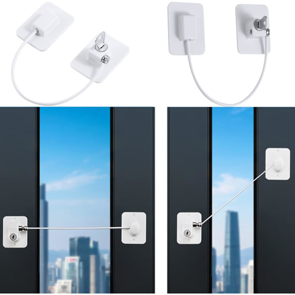 3-pack Vit Barnsäkerhetsfönster, Limmande Kylskåpsdörrs Lås Kabel
