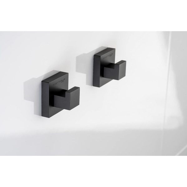 Set of 2-Black Wall Hooks-Bathroom and Kitchen Hooks-Bathroom