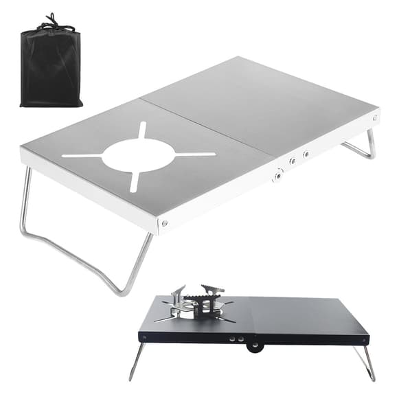1 udendørs foldbart bord i aluminium med isolering til campingkogegrej