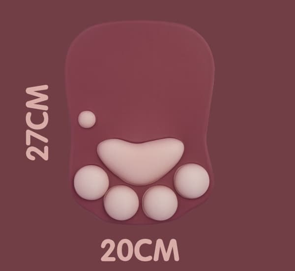 Musemåtte med håndledsstøtte, Rød, Ergonomisk Musemåtte, Kawaii Kattemotiv