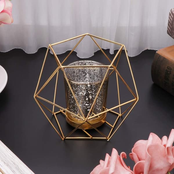 1 stk. Gyllen Pentagonal Jern Julelysstake Moderne
