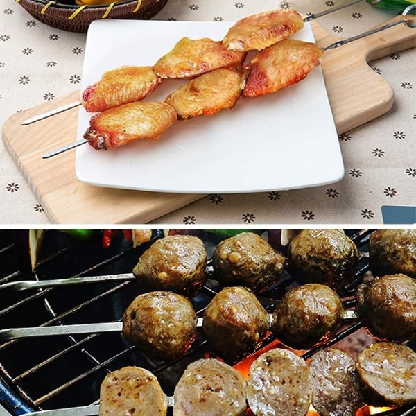 Sæt med 20 rustfrie BBQ-spyd, flade metalspyd 36 cm